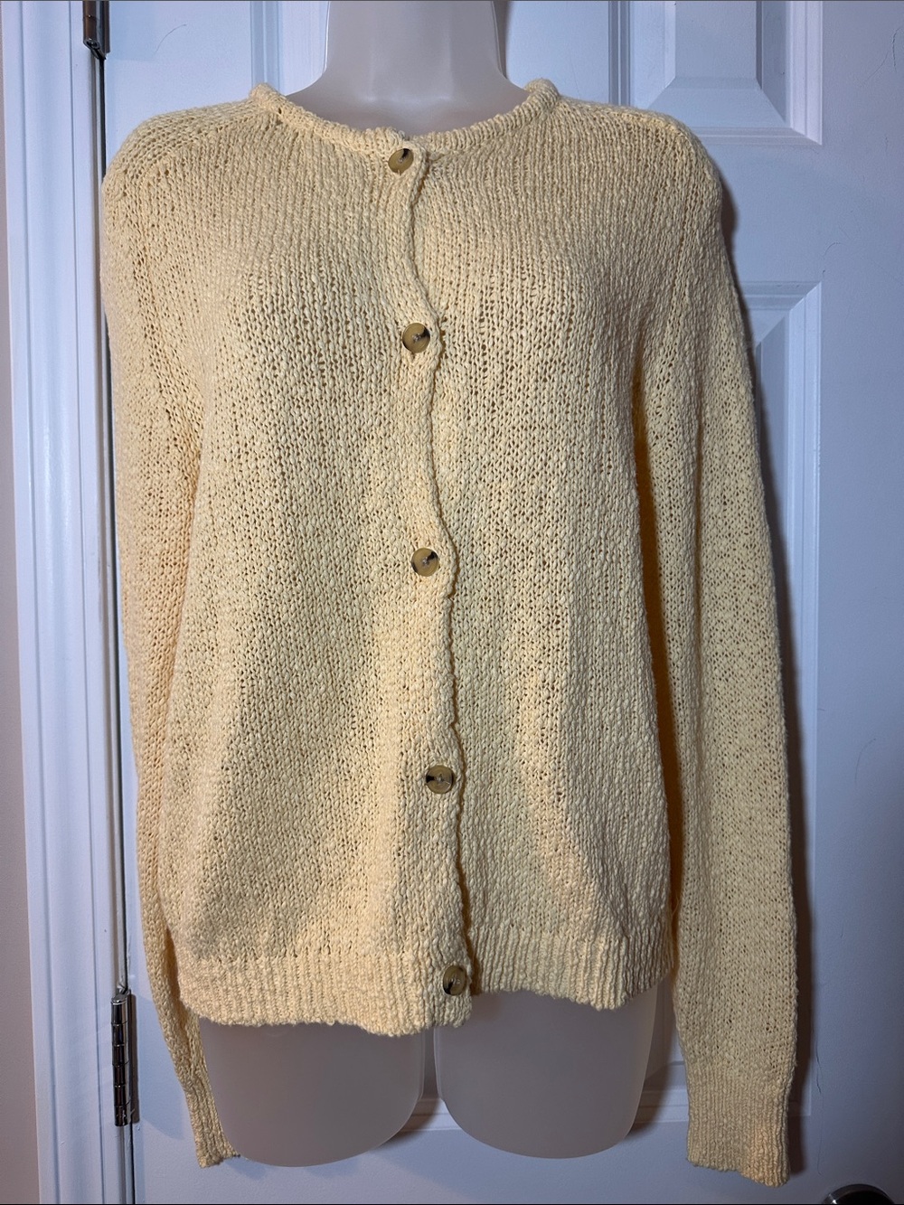 Melrose and Market Pale Yellow Button-Front Knit Cardigan